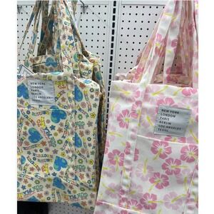 Pink Tote Bag Adjustable Straps Handles Travel Beach Bag New York Pockets‎